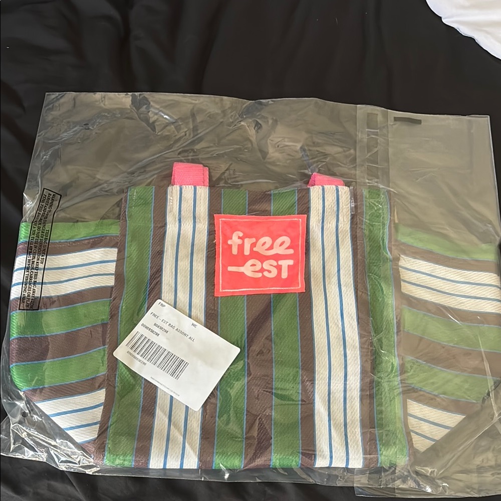 Free People Striped Tote Bag - Green, Brown, Pink